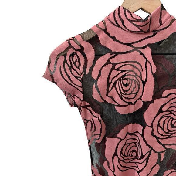 Dusty Pink Rose Print Bodysuit‎ - S/M - Picture 2 of 7